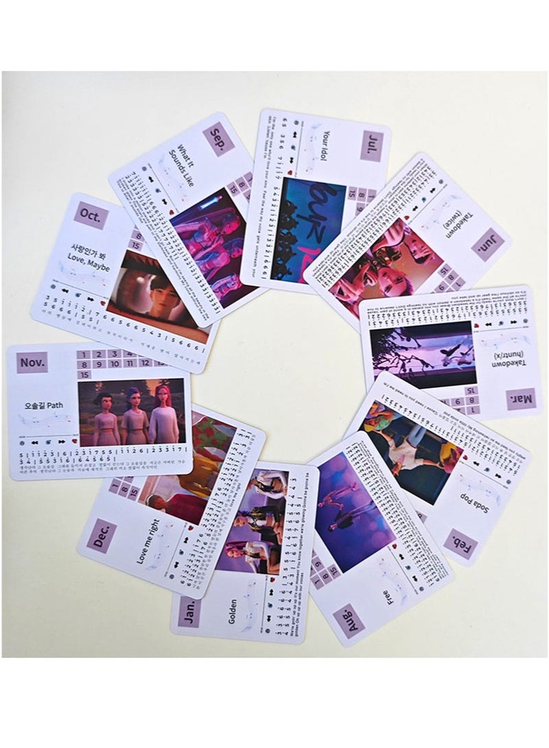 Kpop Demon Hunters Piano Desk Calendar 15-Key Illuminated Style Playable Desktop Piano Calendar 12-Song Manual-Crank Piano Desk Calendar （White） - Image 5